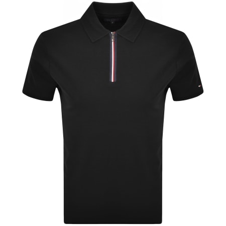Tommy Hilfiger Interlock Zip Polo T Shirt Black | Mainline Menswear us